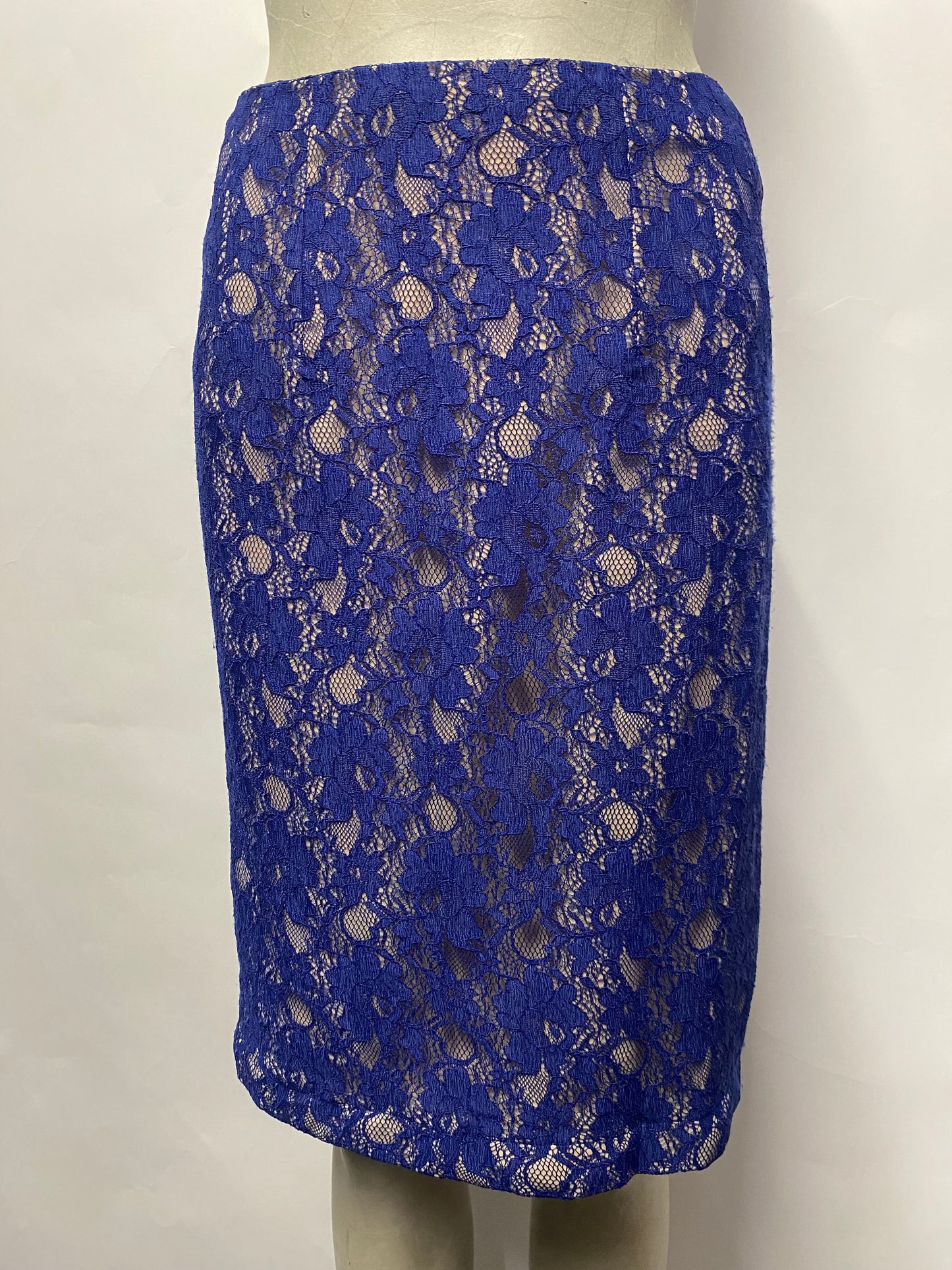 French Connection Blue Lace Pencil Skirt 8