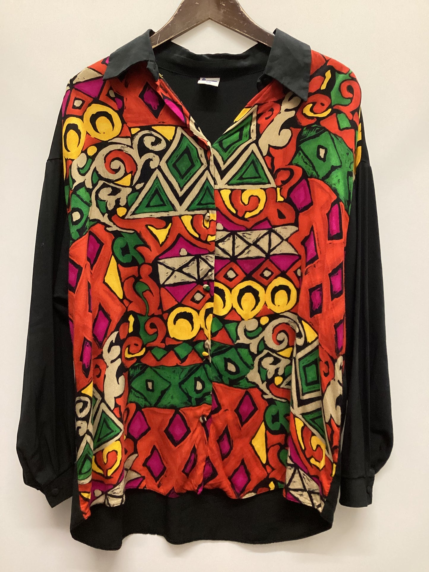 Vintage Vibrant Geometric Pattern Shirt Size 14