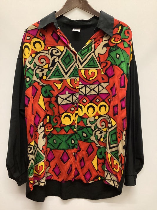 Vintage Vibrant Geometric Pattern Shirt Size 14
