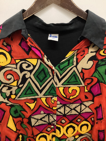 Vintage Vibrant Geometric Pattern Shirt Size 14