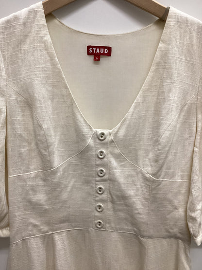 STAUD Linen Blend White Dress Size 6