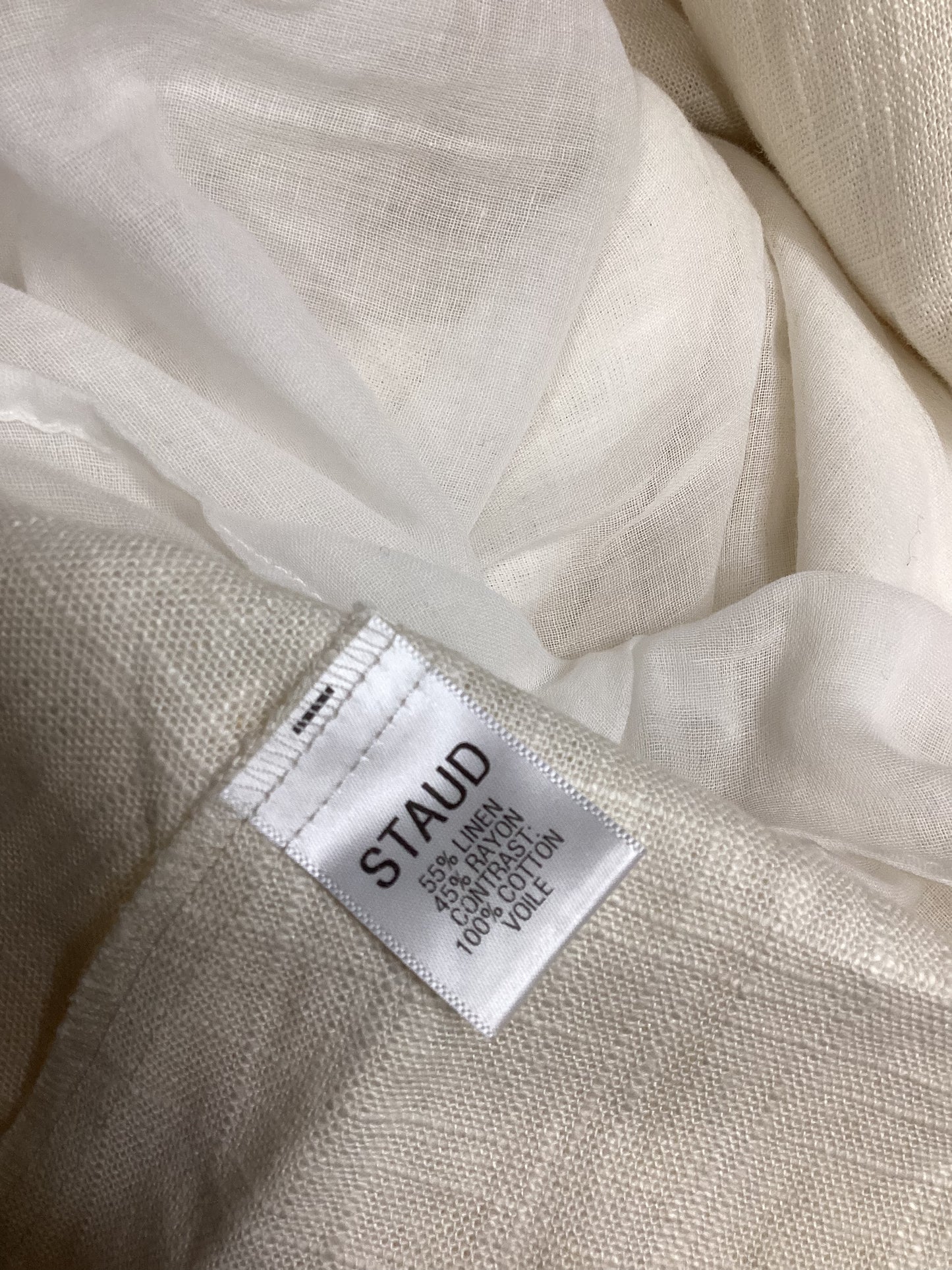 STAUD Linen Blend White Dress Size 6