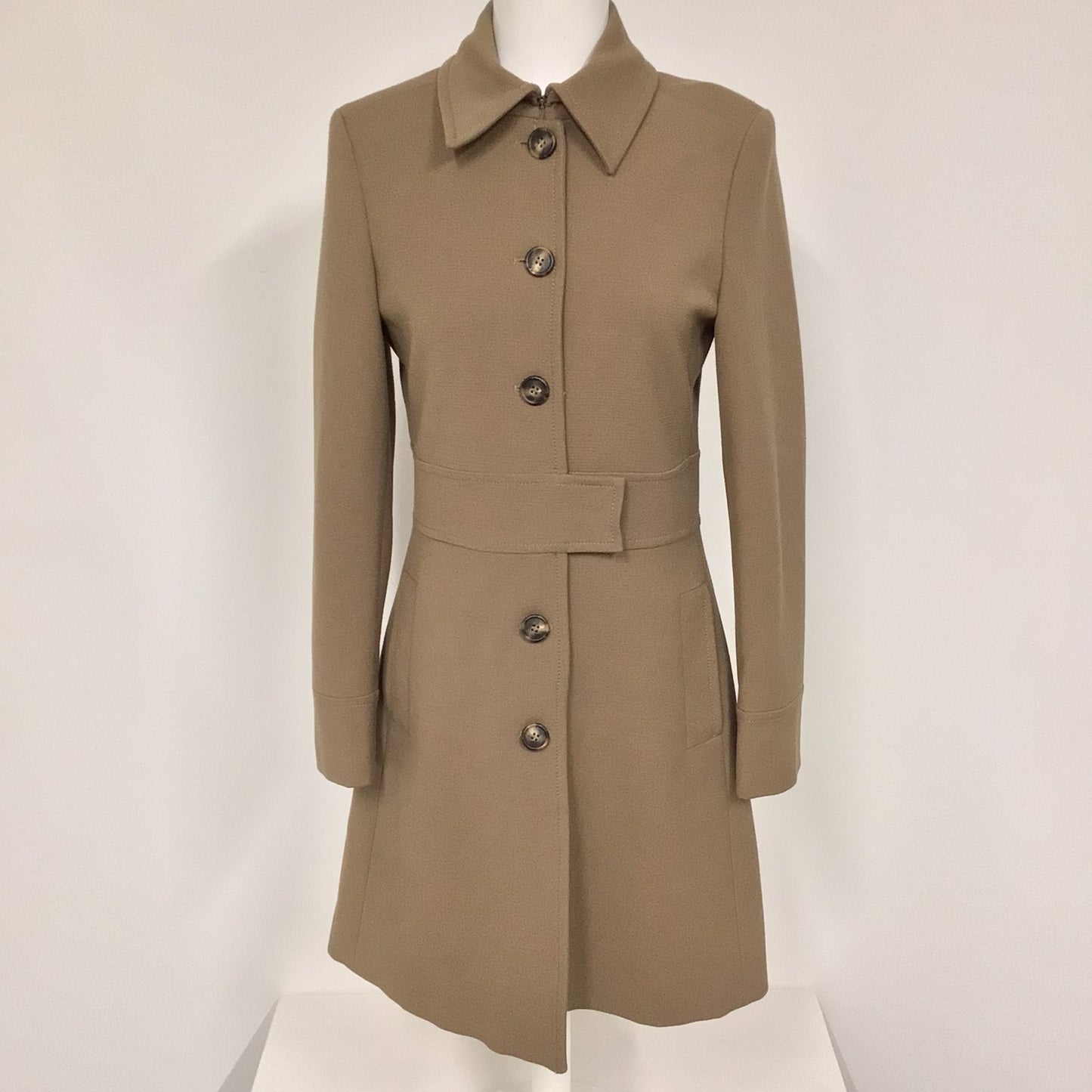 Sisley Beige Long Coat Size 6 UK