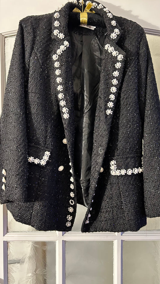 Black Blazer, Gorgeous Detail, Ideal for mother of the Bride, 16