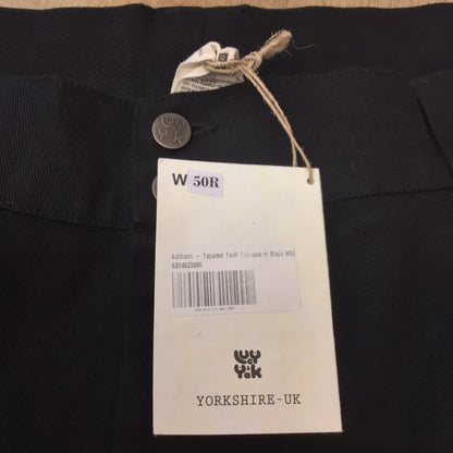 BNWT Lucy & Yak Black Addison Tapered Twill Trousers Size W50R