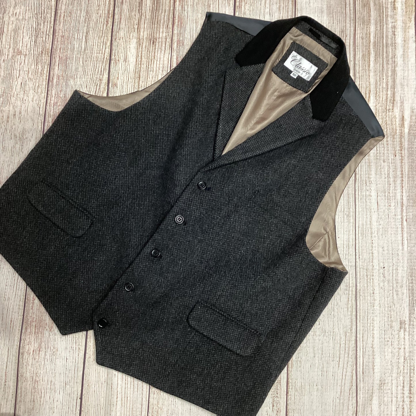 Classic London Grey Wool Blend Waistcoat Ch 50"