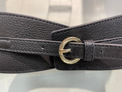 Mint Velvet Black Leather Wide Belt Small - Medium