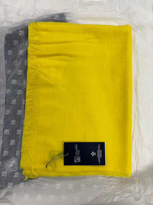 Johnstons of Elgin Yellow Extra Fine Merino Wool Scarf BNWT 74x27 Inches