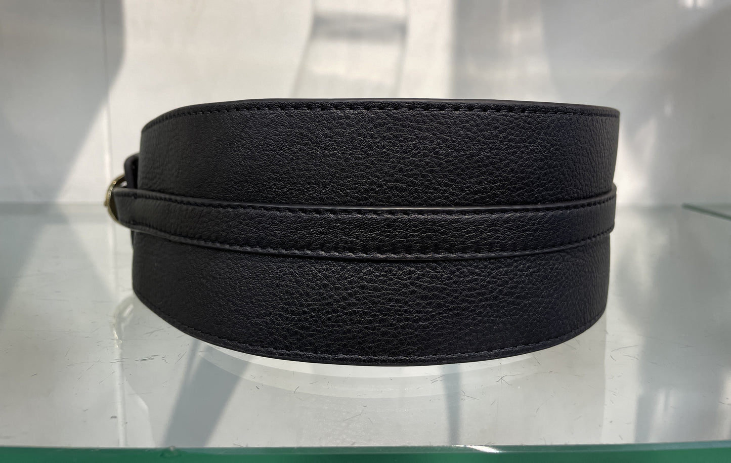 Mint Velvet Black Leather Wide Belt Small - Medium