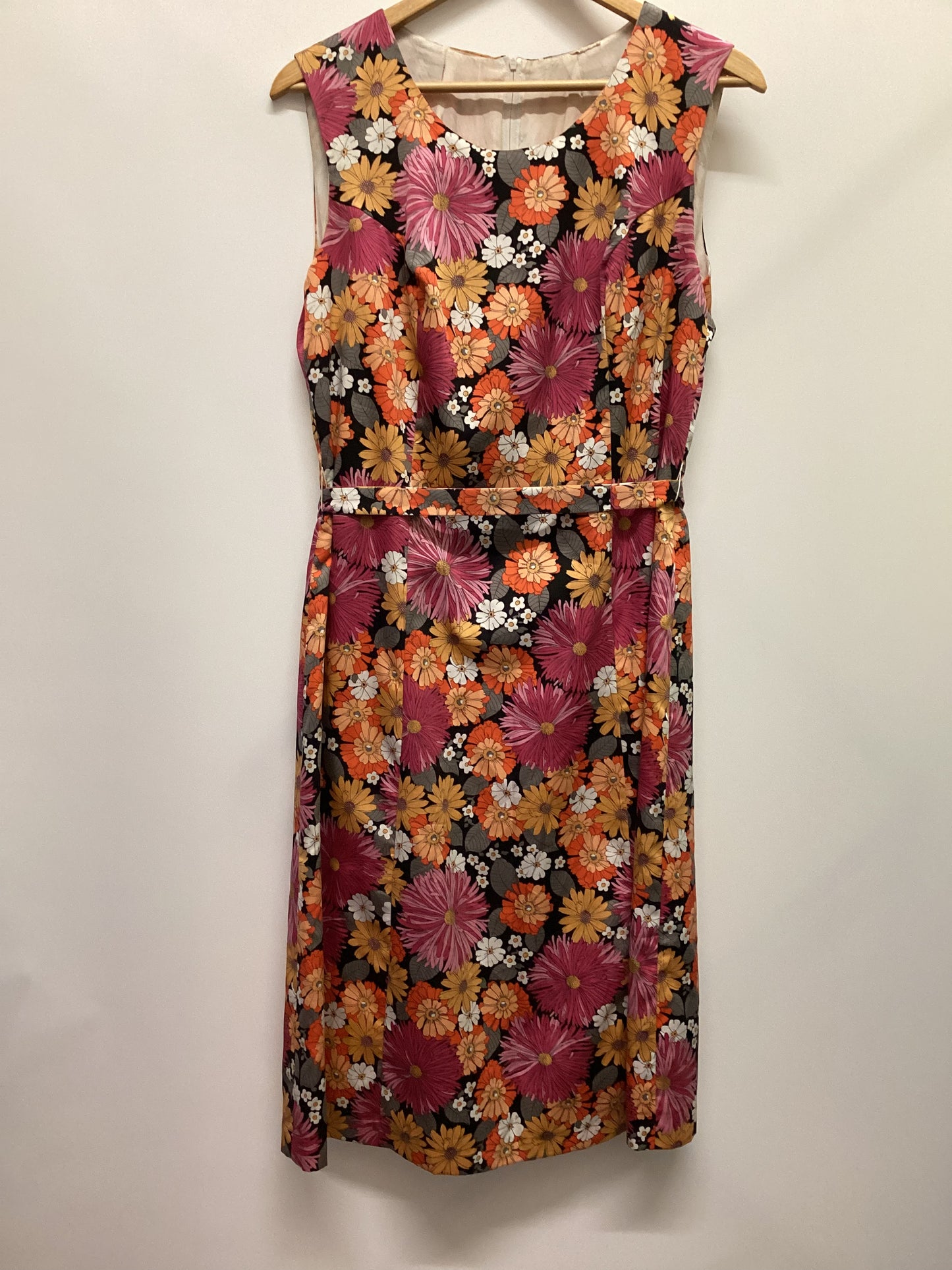 Vintage Vibrant Pink and Orange Florals Dress