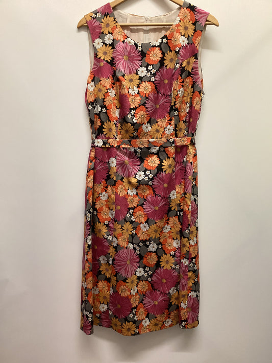 Vintage Vibrant Pink and Orange Florals Dress