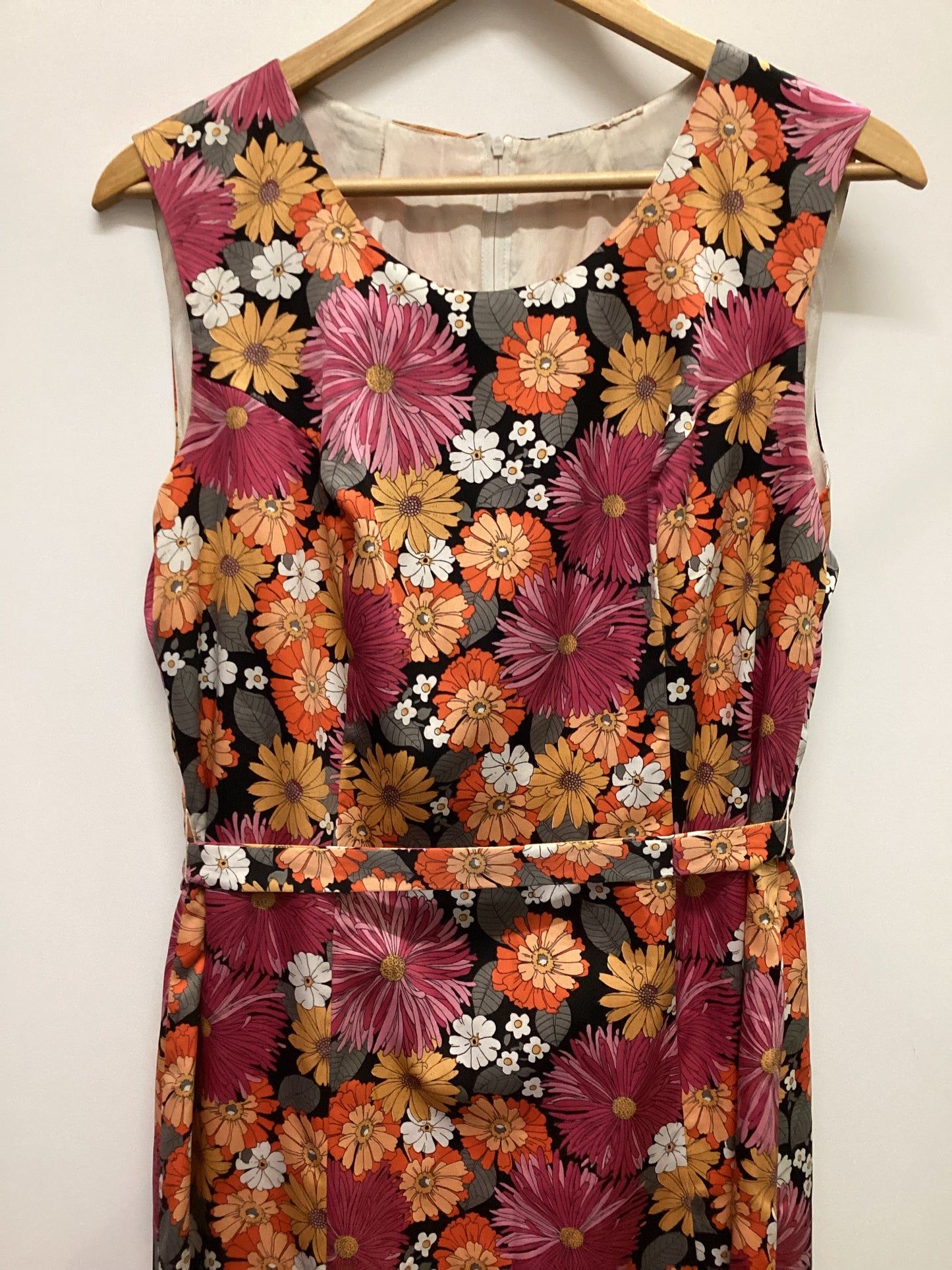 Vintage Vibrant Pink and Orange Florals Dress