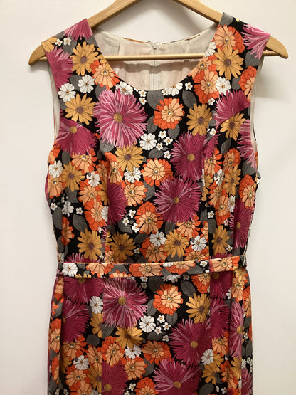 Vintage Vibrant Pink and Orange Florals Dress