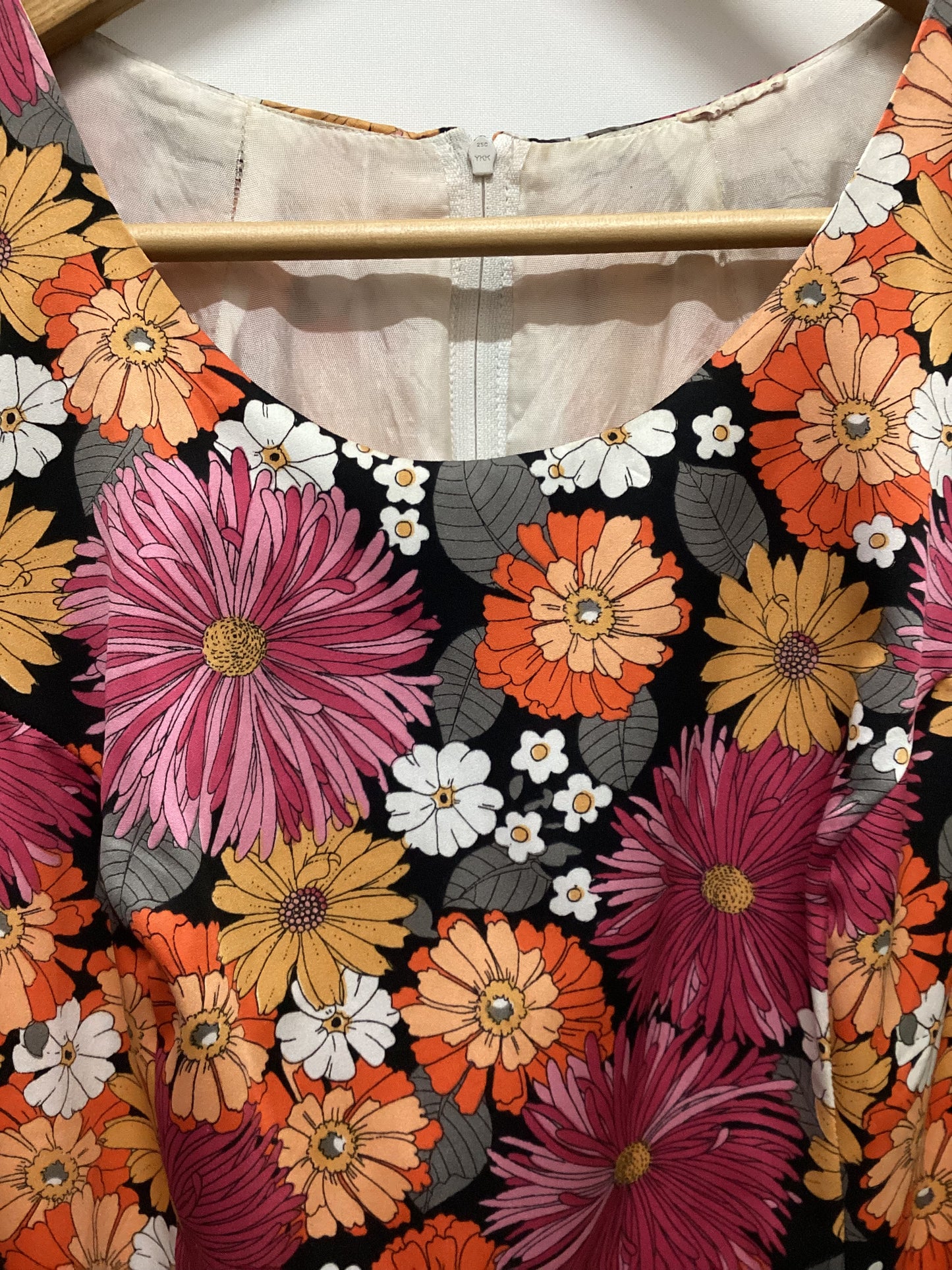 Vintage Vibrant Pink and Orange Florals Dress