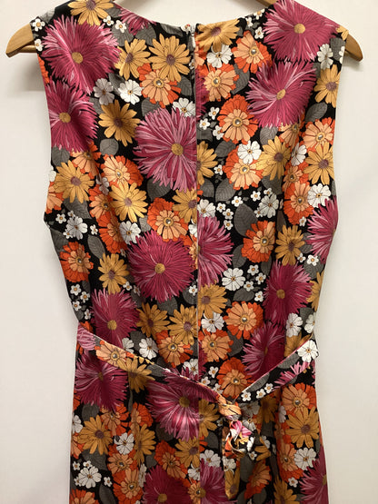 Vintage Vibrant Pink and Orange Florals Dress