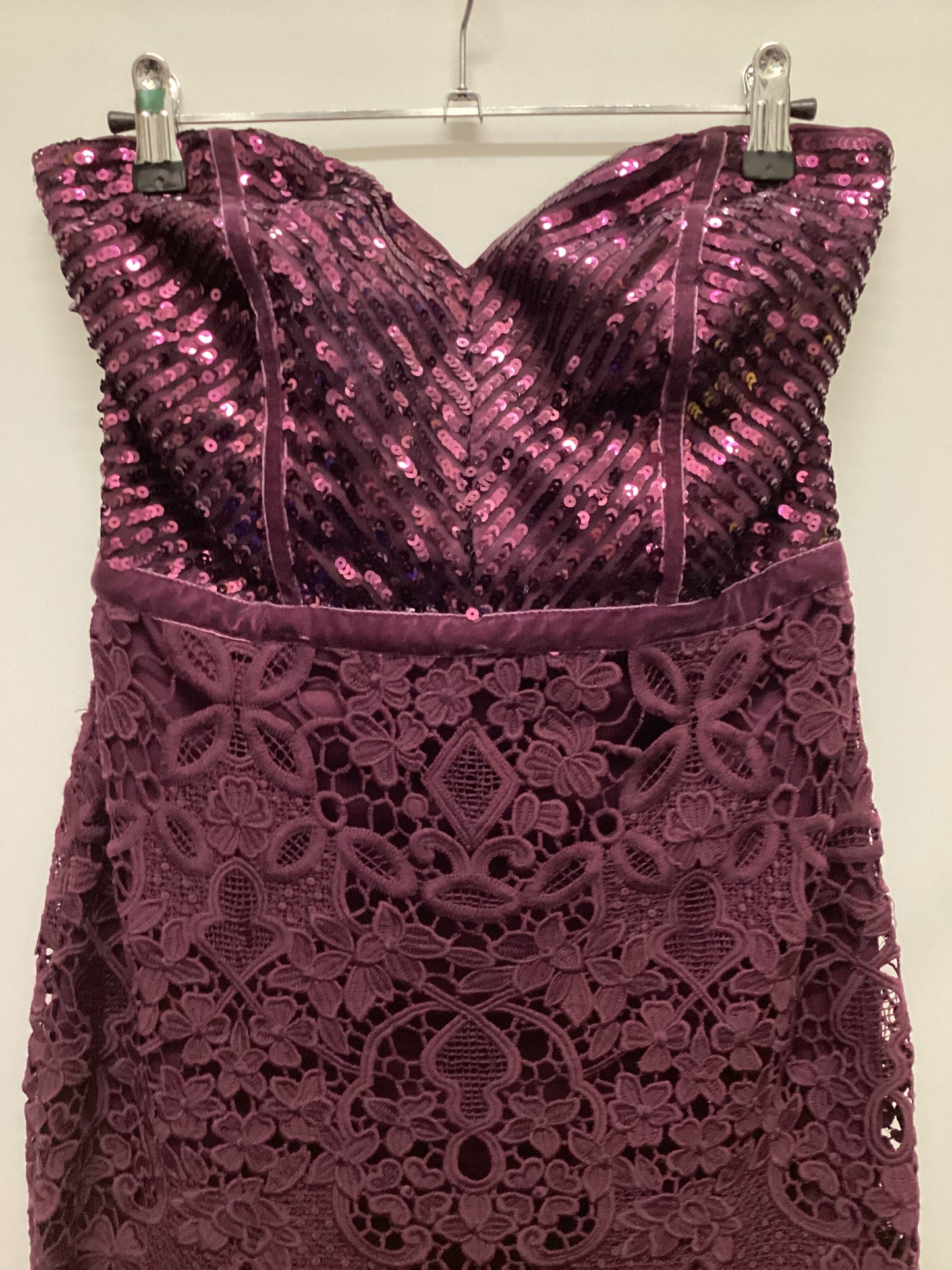 Lipsy Sequins and Lace Purple Dress Size 10