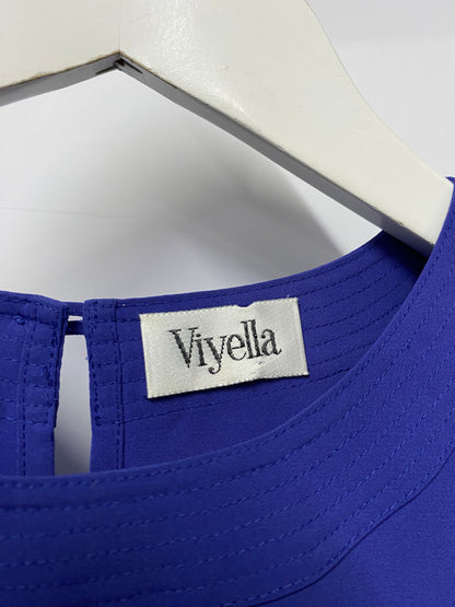 Viyella Vintage Blue Square Pull Over Blouse With Shoulder Pads 14