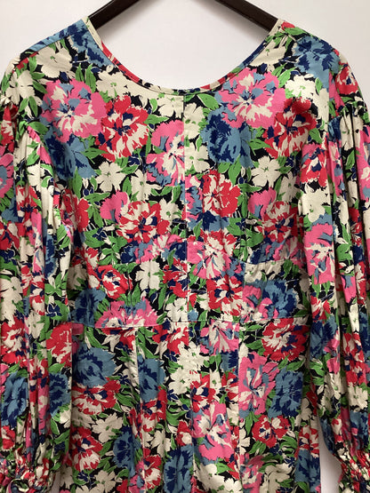 Warehouse 100% Cotton Long Sleeve Floral Dress Size 10