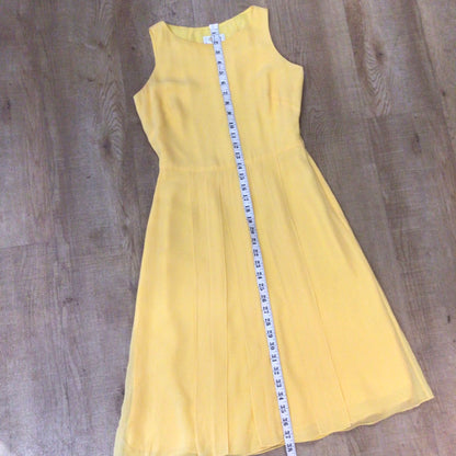 Talbots Petites Peachy Yellow 100% Silk Dress Size 2 (on label)
