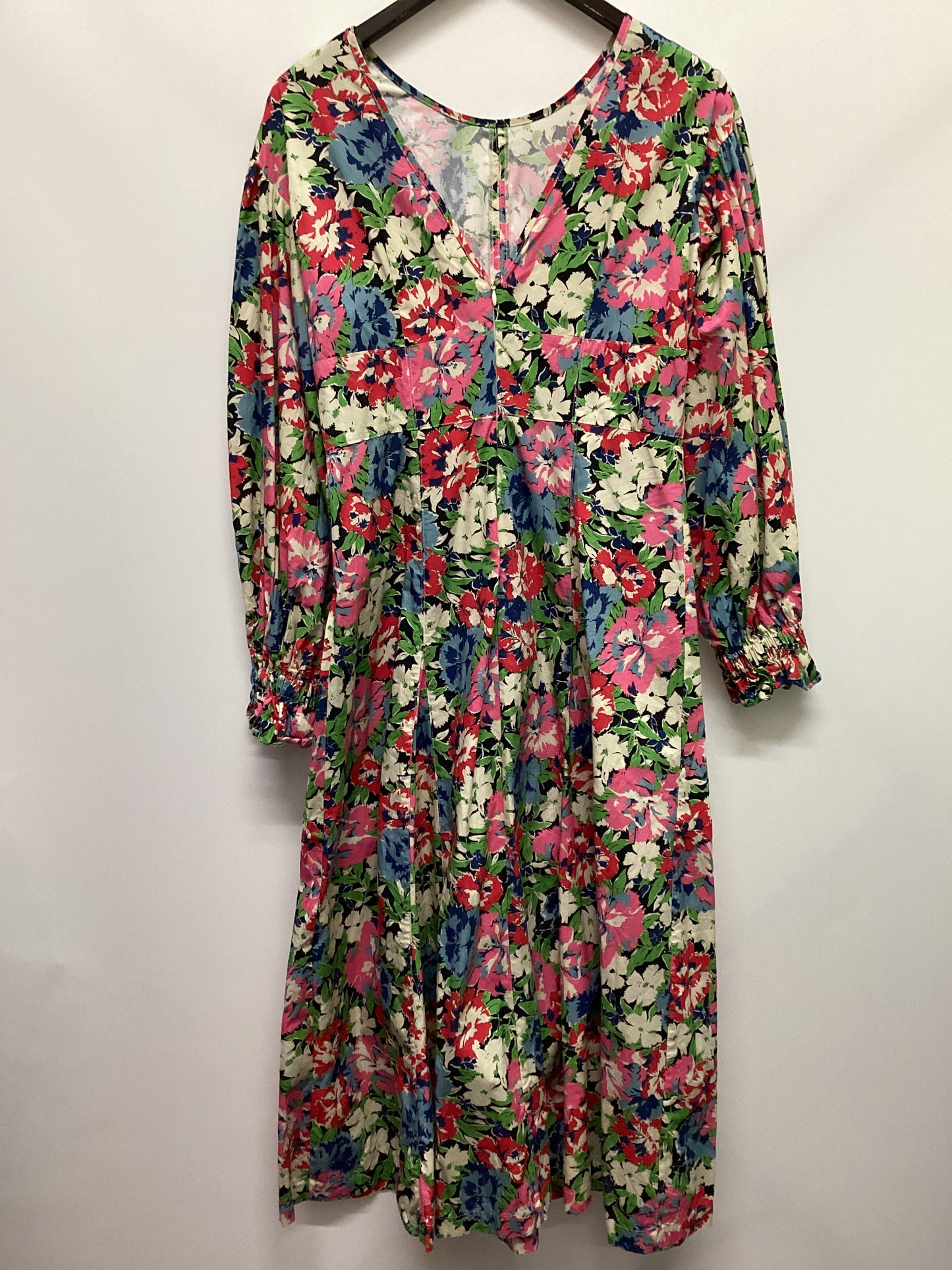 Warehouse 100% Cotton Long Sleeve Floral Dress Size 10