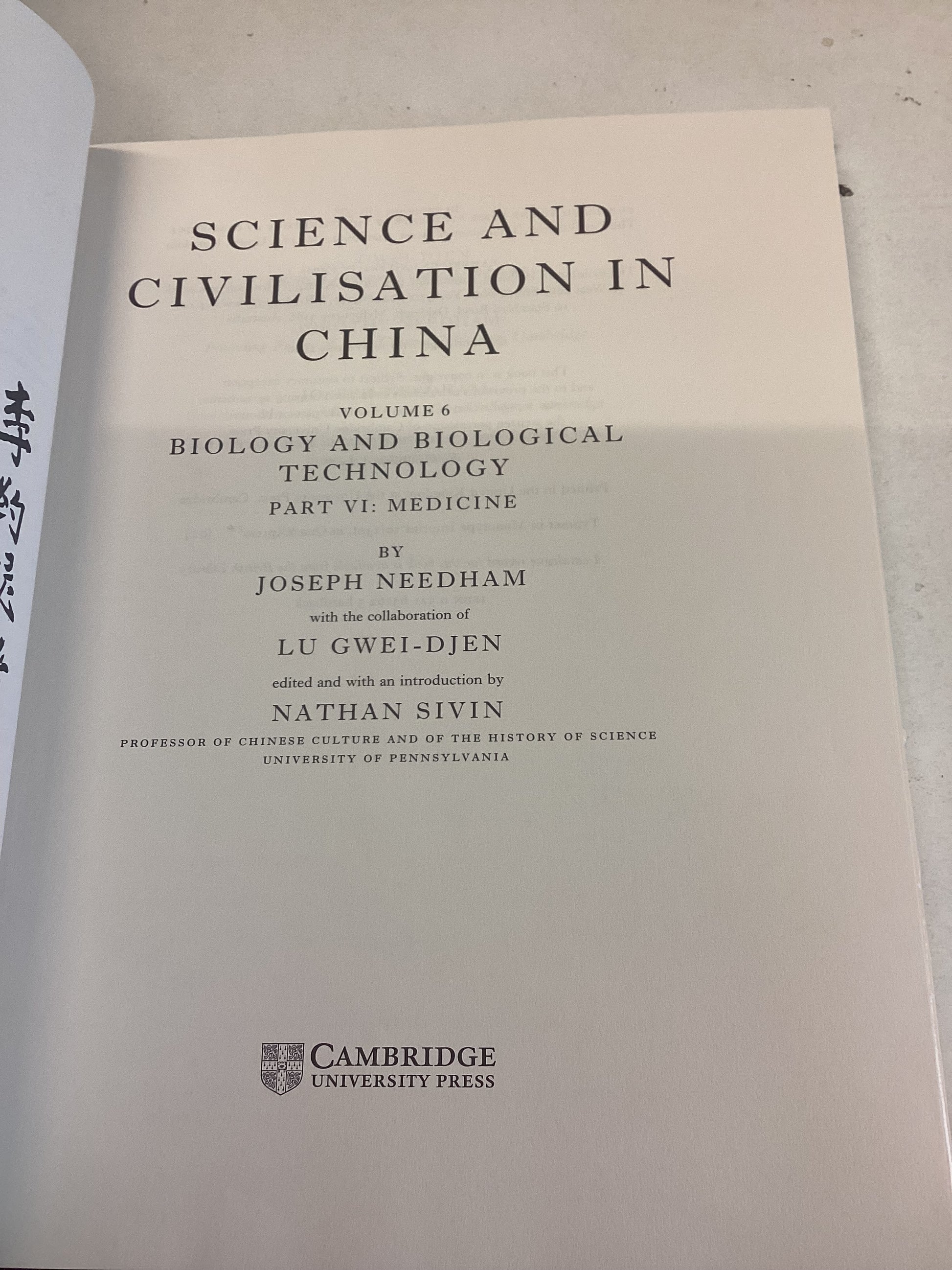 Science & Civilisation in China Volume V1;6 Joseph Needham Shop for
