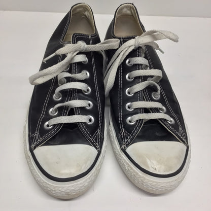 Converse Dark Shiny Silver & White Leather Trainers Size 6 UK