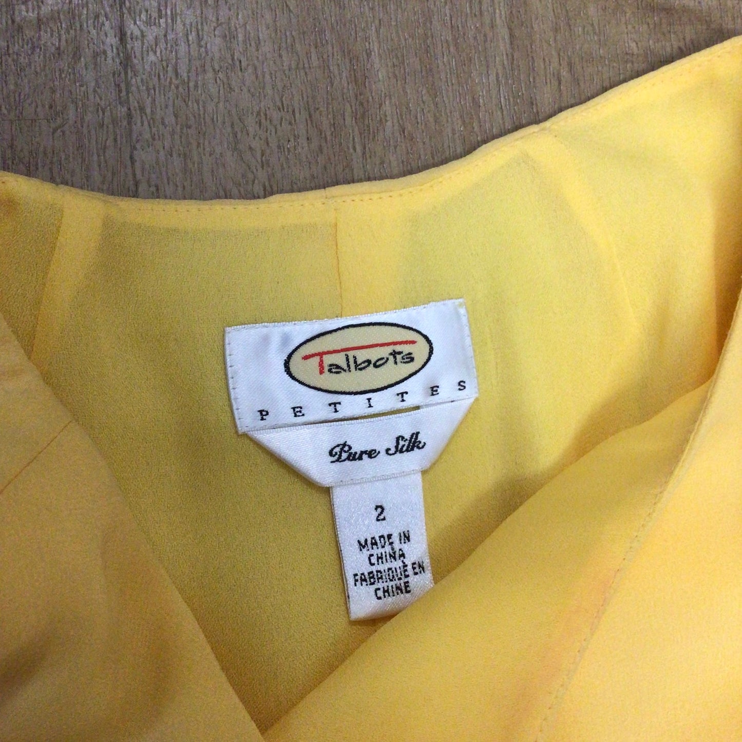 Talbots Petites Peachy Yellow 100% Silk Dress Size 2 (on label)