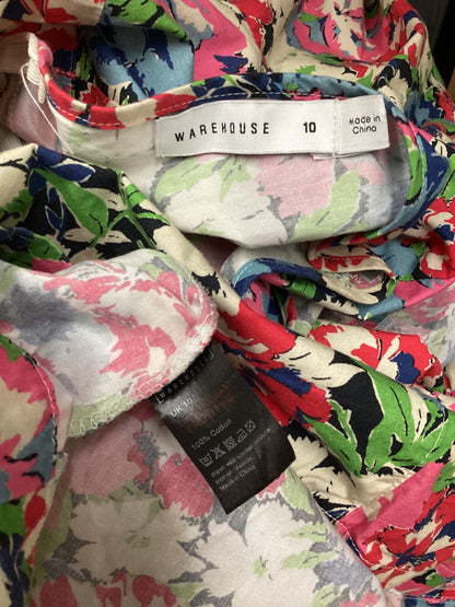 Warehouse 100% Cotton Long Sleeve Floral Dress Size 10