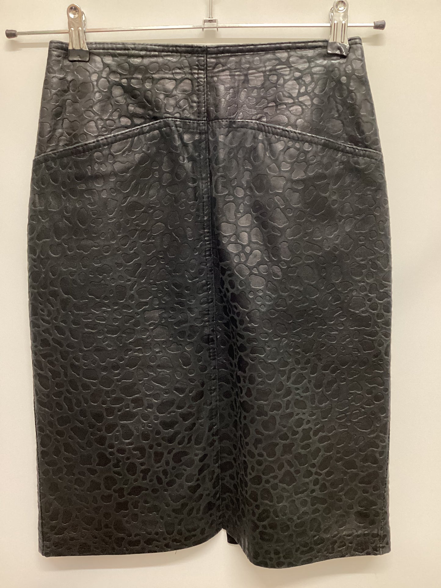 Vintage Soft Black Leather Leopard Skirt Size W26