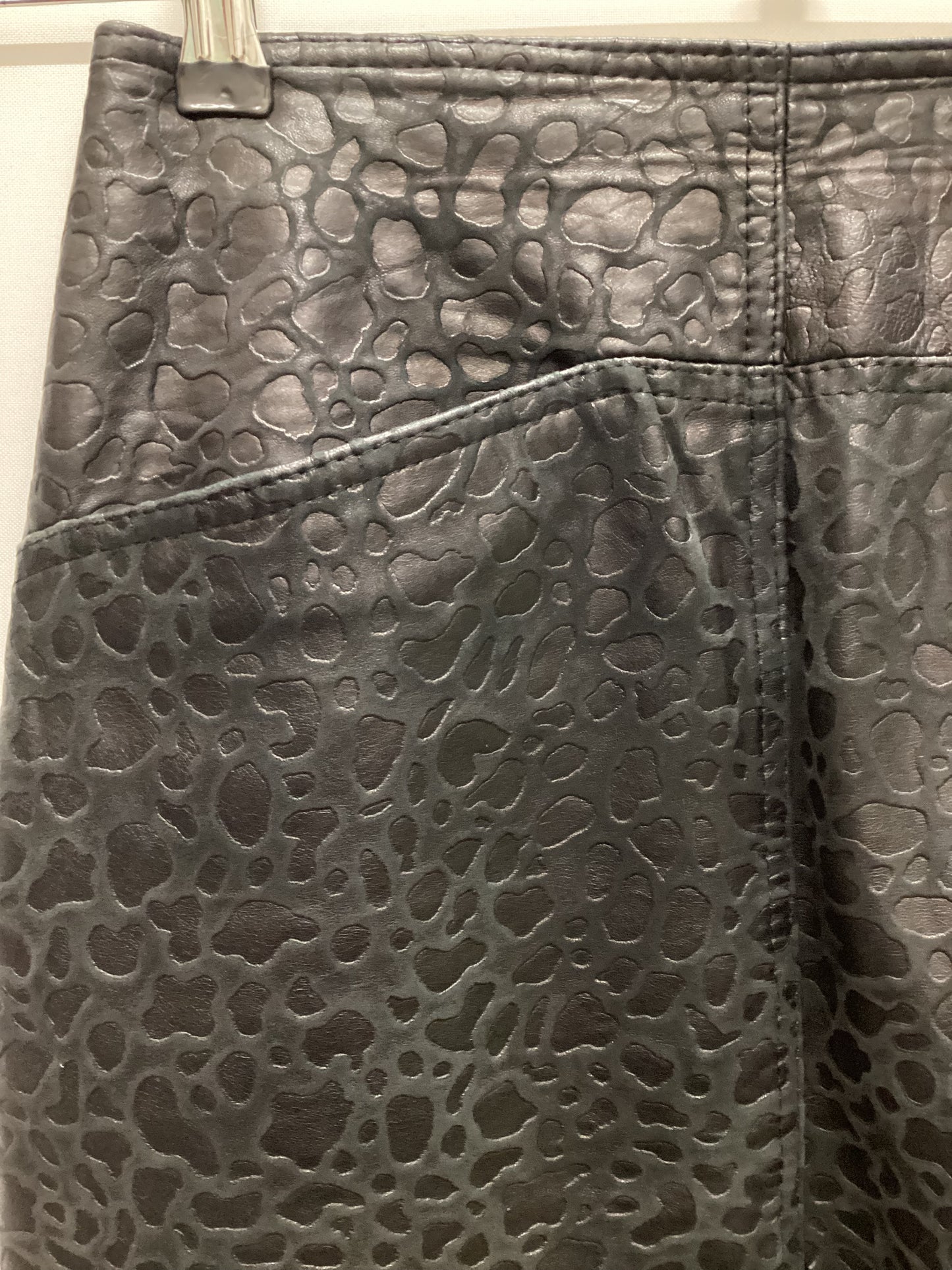 Vintage Soft Black Leather Leopard Skirt Size W26