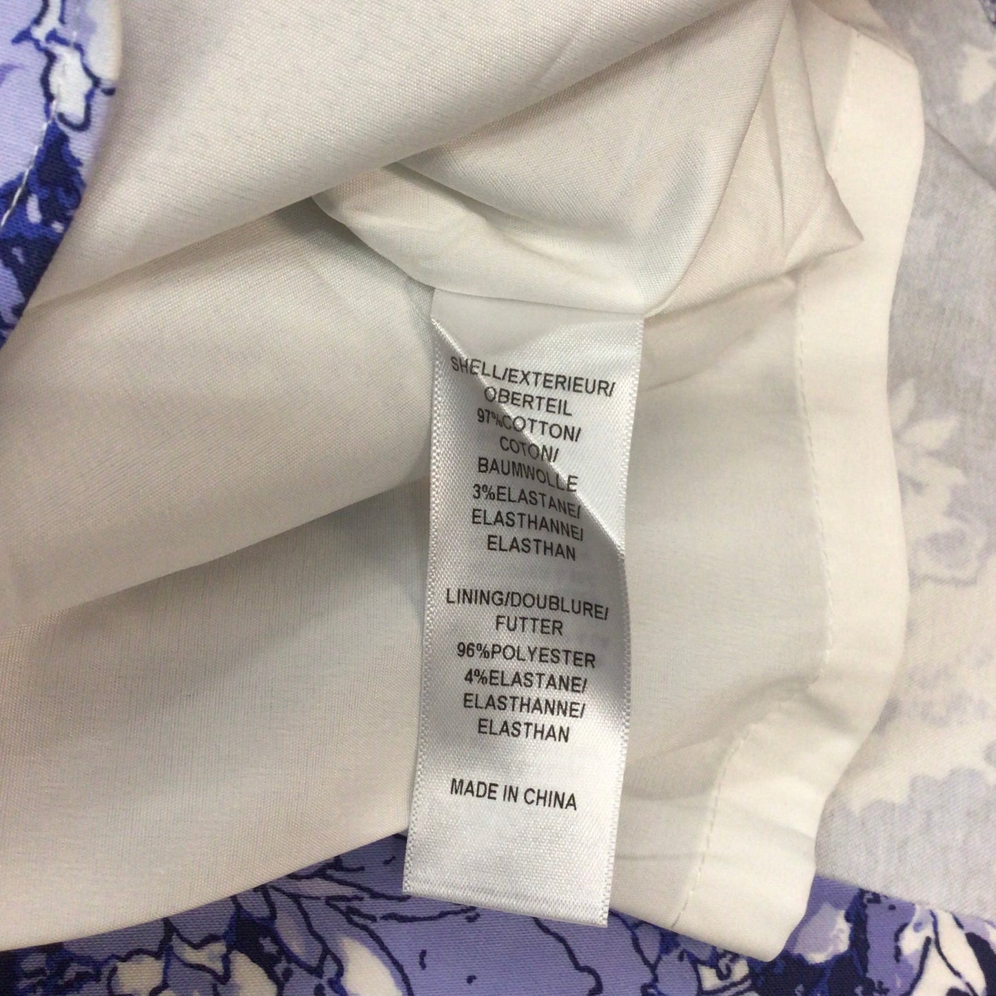 Adrianna Papell Blue & White Cotton Blend Floral Dress Size 14