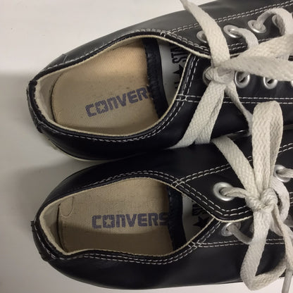 Converse Dark Shiny Silver & White Leather Trainers Size 6 UK