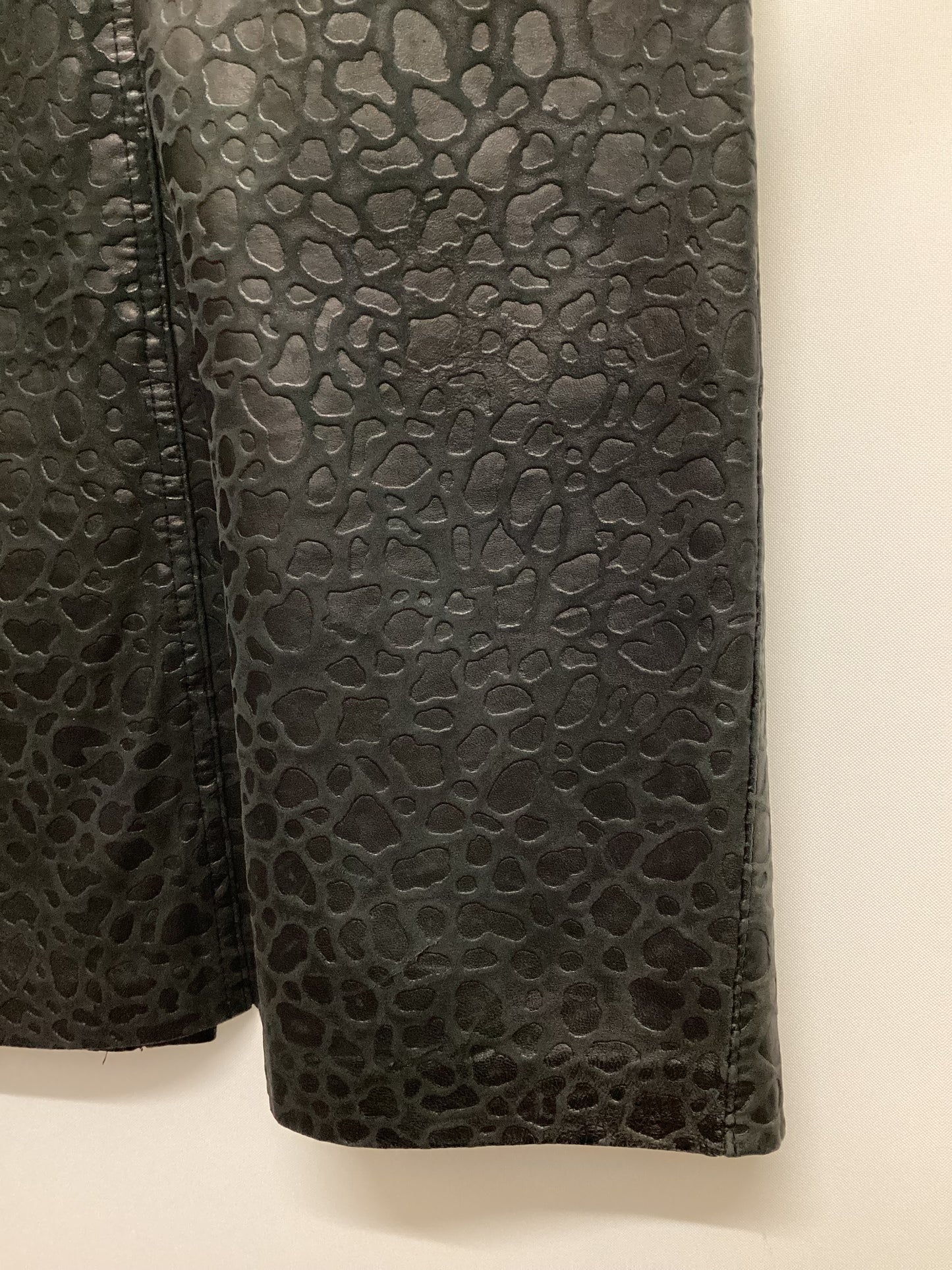 Vintage Soft Black Leather Leopard Skirt Size W26