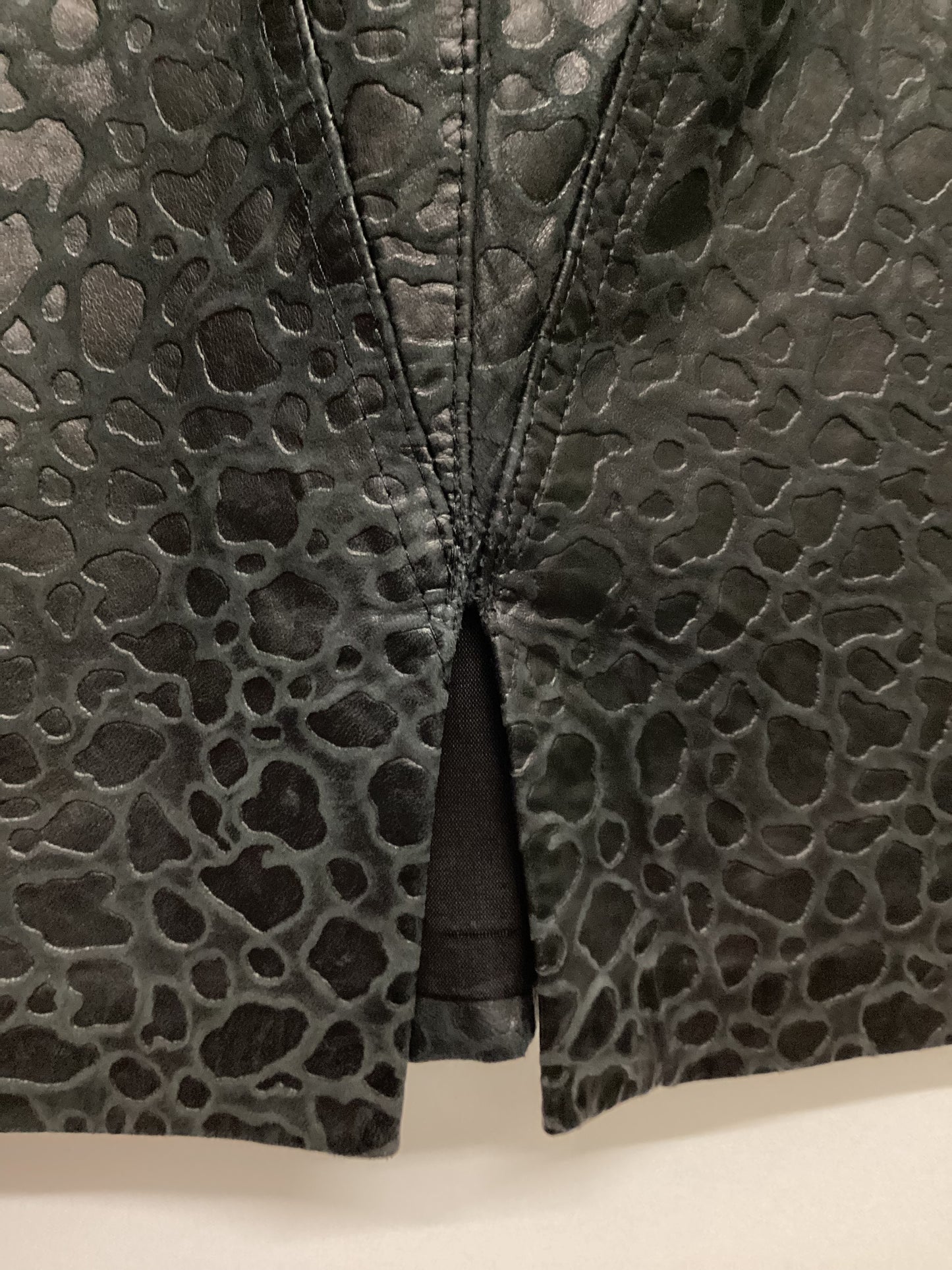 Vintage Soft Black Leather Leopard Skirt Size W26