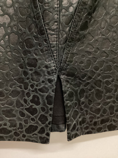 Vintage Soft Black Leather Leopard Skirt Size W26
