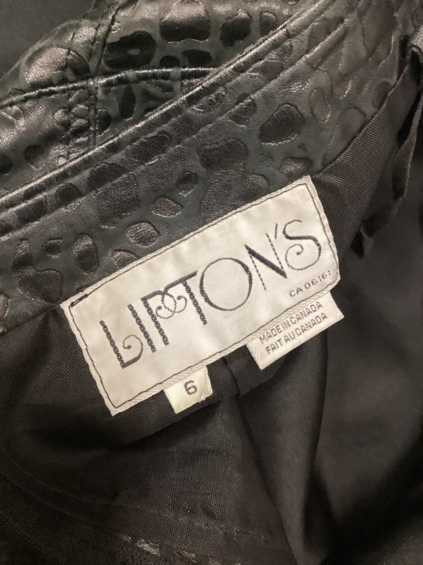 Vintage Soft Black Leather Leopard Skirt Size W26