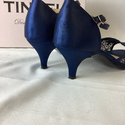 Tinsel Blue Lace Open Toe Heels Size 5