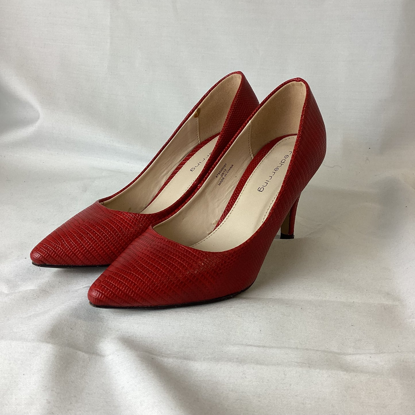 Red Herring Red Faux Snakeskin Heels Size 3