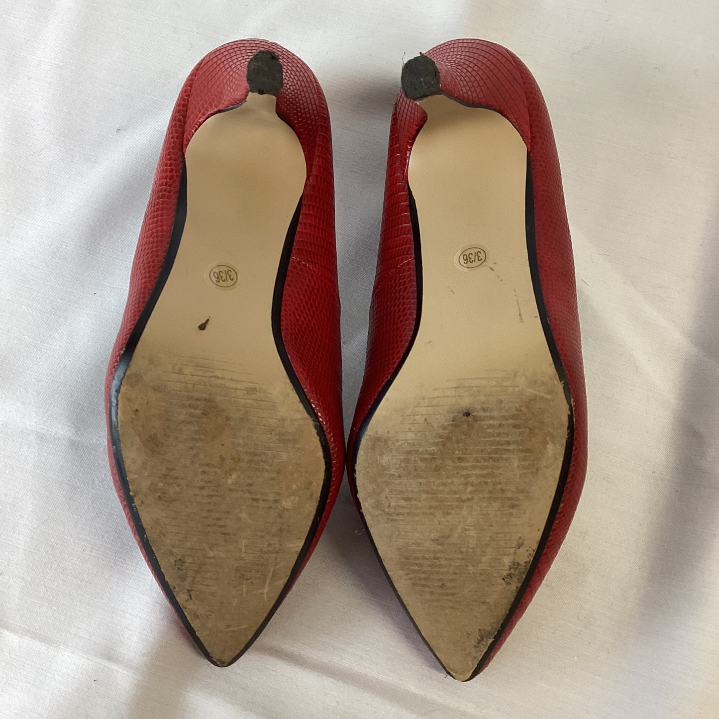 Red Herring Red Faux Snakeskin Heels Size 3