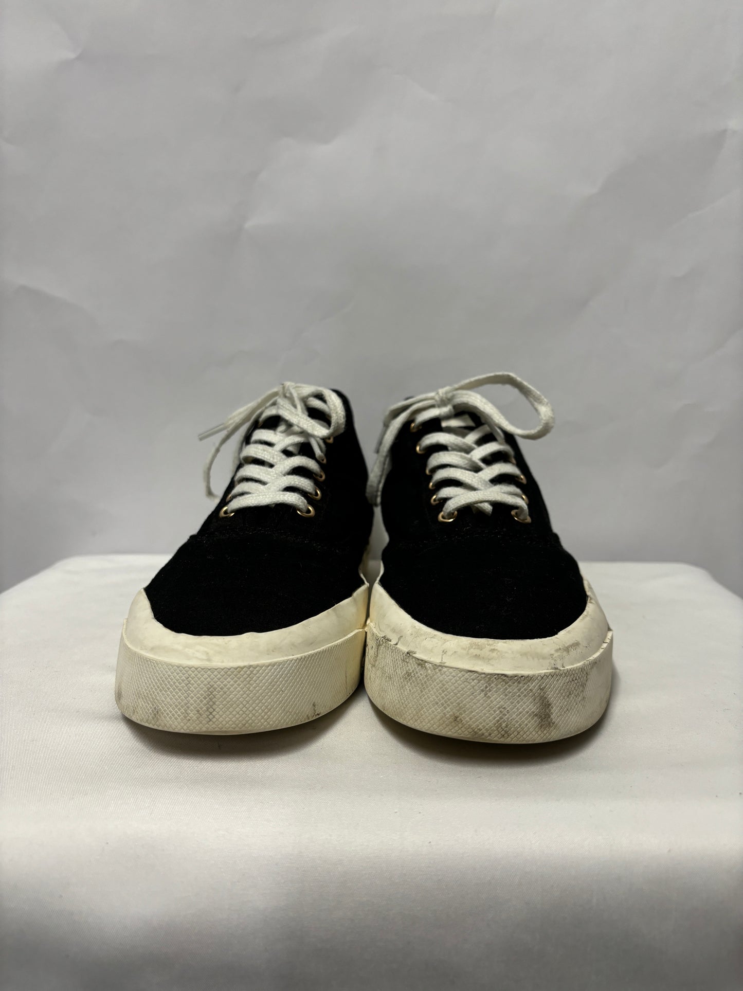 Maison Kisuné Black Canvas Lace Up Trainers 7.5