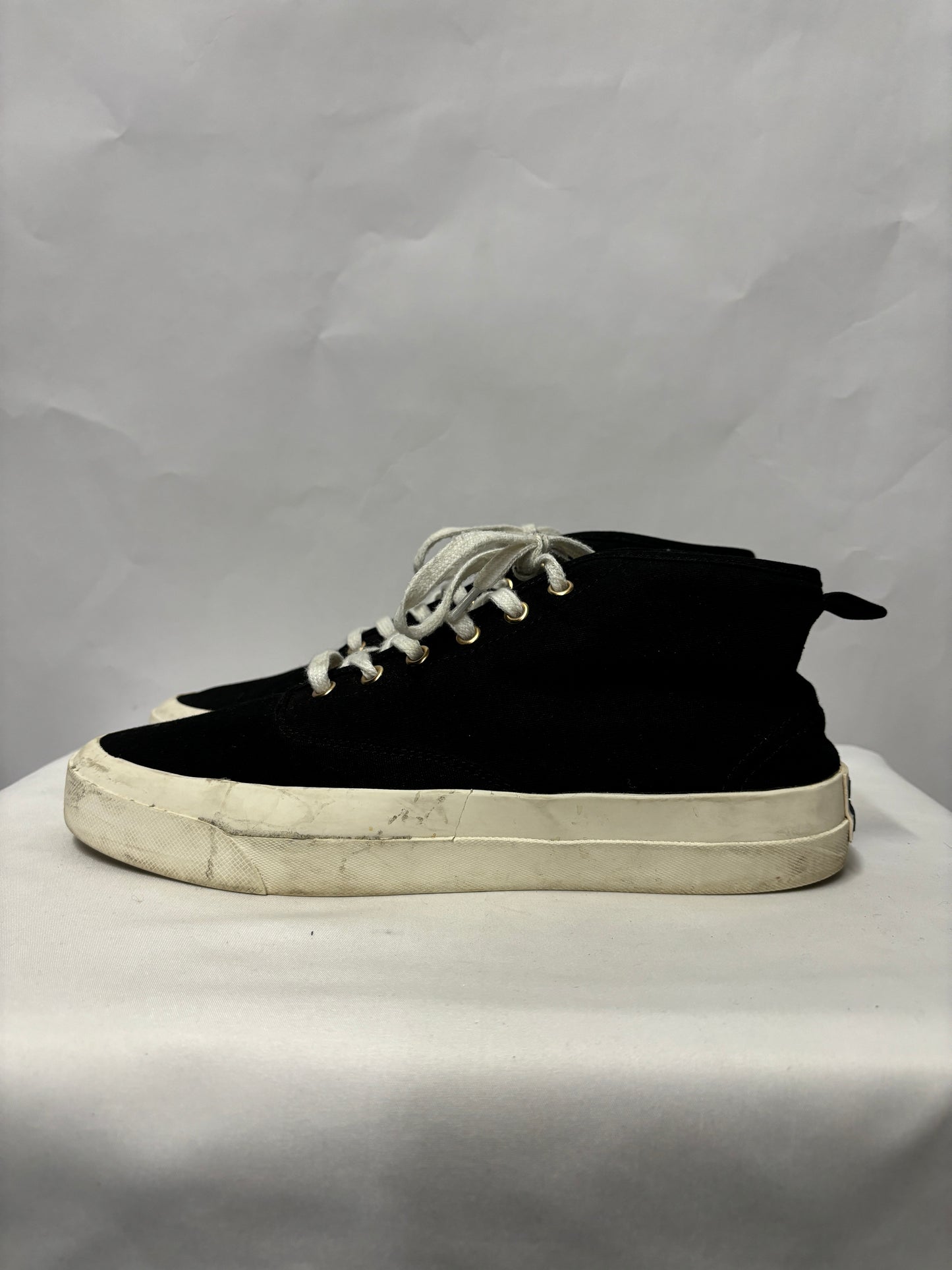 Maison Kisuné Black Canvas Lace Up Trainers 7.5