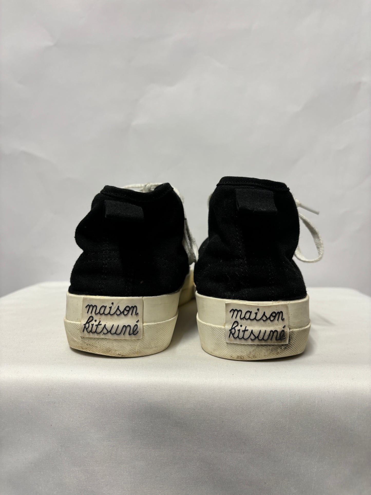 Maison Kisuné Black Canvas Lace Up Trainers 7.5