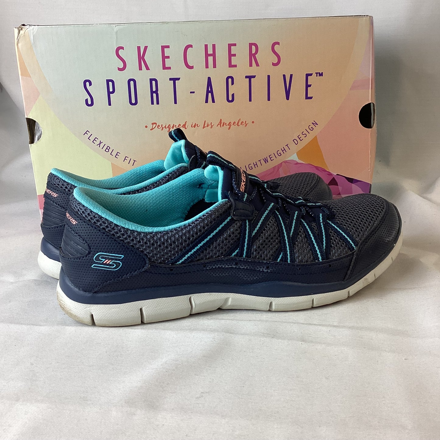 Skechers Sport Active Memory Foam Blue Trainers Size 4