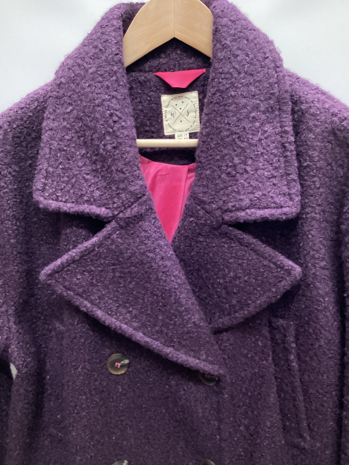 White Stuff Dark Plum Winter Coat Size 14