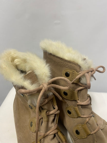 Sorel Beige and Pale Pink Faux Fur Lined Winter Boots