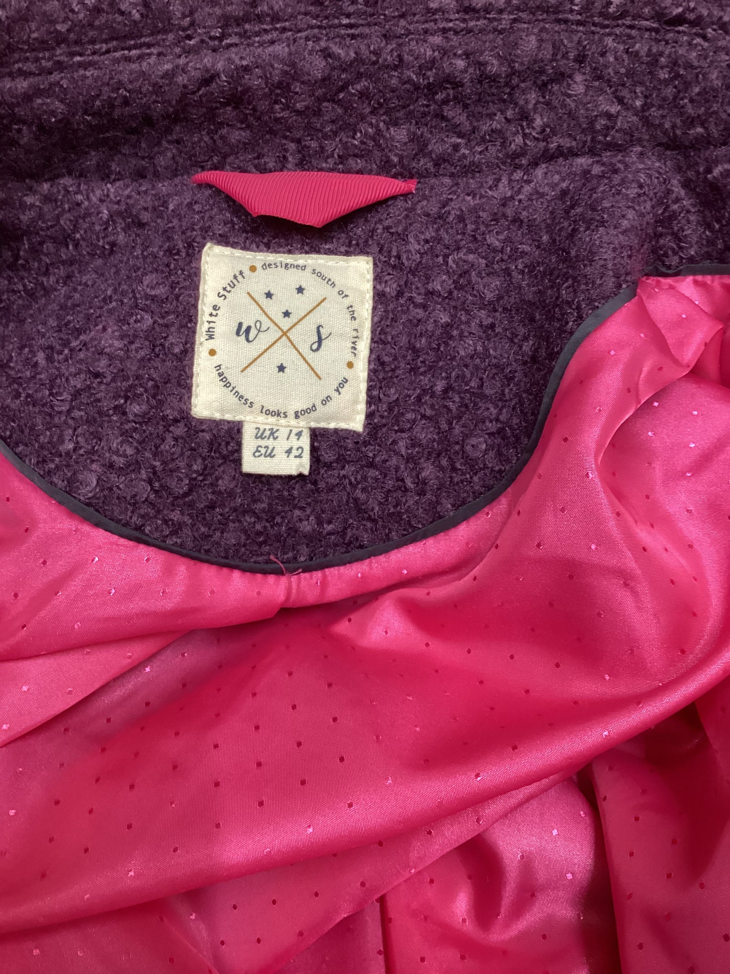 White Stuff Dark Plum Winter Coat Size 14