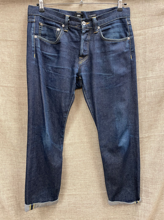 Edwin Japanese Denim Dark Indigo Blue Straight Leg Jeans Waist 34 Length 32