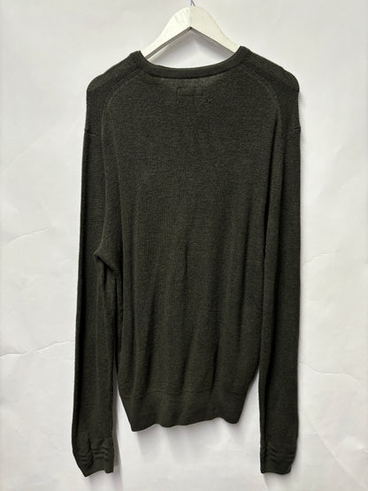 Allsaints Brown Merino Wool Crew Neck Jumper XL