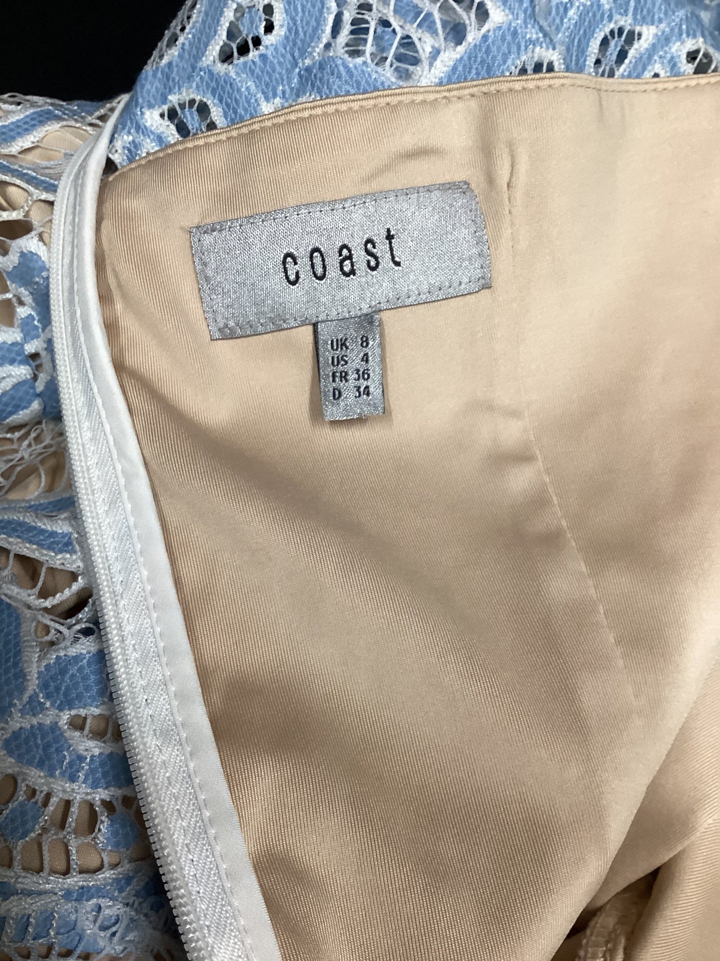 Coast Dee Dee Blue Lace Dress Size 8