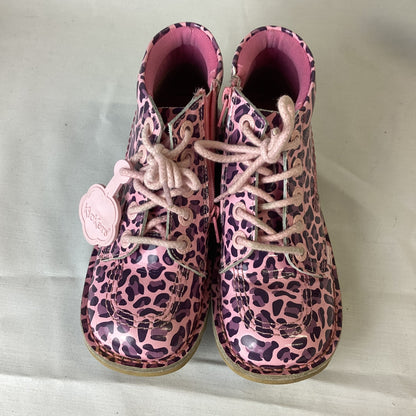 Kickers Kids Pink Leopard Print Boots Size 34(UK 2)